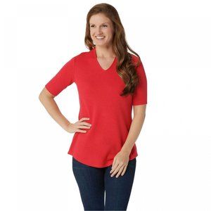NWT Isaac Mizrahi Elbow T-Shirt XS Exotic Red